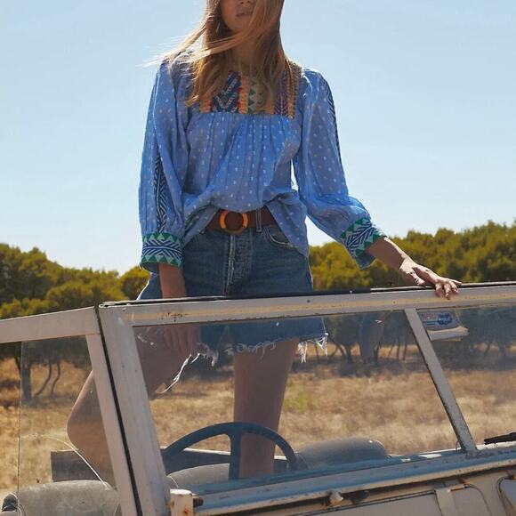 NWT Anthropologie Verb by Rhapsody Embroidered Blouse Boho Peasant Festival XS - Picture 5 of 14